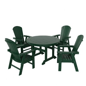 WestinTrends 5 Piece Outdoor Patio Dining Round Table and Shell Back Armchair Set - 1 of 4