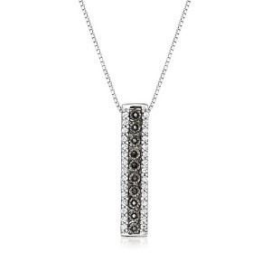 Ross-Simons 0.20 ct. t.w. Black and White Diamond Linear Bar Pendant Necklace in Sterling Silver Size 18 - 1 of 3