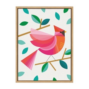 Kate & Laurel All Things Decor 18"x24" Sylvie Cardinal Bird Framed Canvas Wall Art by Carey Copeland: Floating Frame, Sawtooth Back - 1 of 4