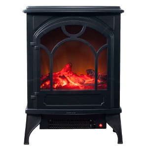 Classic Electric Fireplace - Freestanding Indoor Wood Stove Heater for Living Rooms, Bedrooms, and Areas Up to 400-Square-Feet by Northwest (Black) - 1 of 4