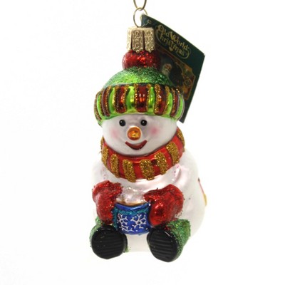 Old World Christmas 3.75" Snowman W/ Cocoa Ornament Hot Chocolate  -  Tree Ornaments