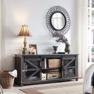 OKD 66" Farmhouse TV Stand w/Sliding Barn Door, TV Console for 75 Inch TV - 1 of 4