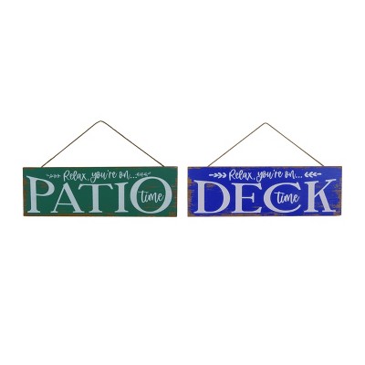 Transpac Wood Rustic Deck/Patio Hanging Decor Set of 2 Spring Home Decorations