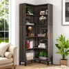 Lirago 6-Tier Corner Bookshelf with Vintage Wood and Metal Frame-Multipurpose Storage for Living Room Bedroom and Office - 2 of 4