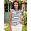 ATHLECHIC Women's Striped Color Block Side Slits Crew Neck Casual Sleeveless Shirts - 2 of 4
