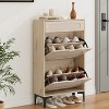 Acekool Rattan Shoe Cabinet with 2 Flip Drawers & 1 Pull-Out Drawer, Adjustable Shelves, Metal Legs, Space-Saving Entryway Storage - 4 of 4
