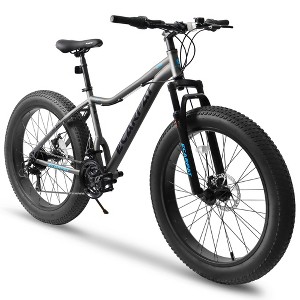 26-Inch Mountain Bike with Front Suspension, Disc Brakes, 21-Speed Gear System, 85% Pre-assembled for Mountain, Sand, and Snow Riding - 1 of 4