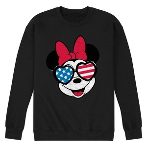 Men's - Disney - Minnie Flag Glasses Graphic Fleece Sweatshirt - 1 of 4
