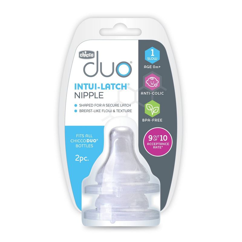 Chicco 2pk Duo Bottle Nipples Stage 1 Slow Flow - 0+ Months, 3 of 11
