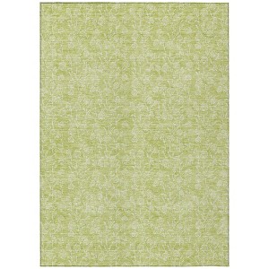 Artichoke Green And Ivory Floral Washable Indoor Outdoor Area Rug - 1 of 4