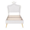 Twin Size Upholstered Platform Bed with Crown Headboard - 4 of 4