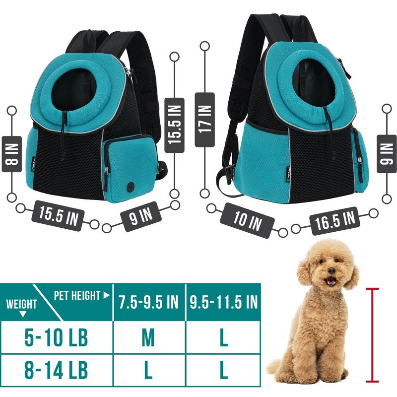 PetAmi Dog Front Carrier Backpack, Ventilated Adjustable Pet Cat Puppy, Hiking Camping Chest Travel Carrying Bag, 3 of 8