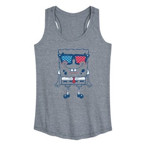 Women's - SpongeBob SquarePants - Flag Fill Sunglasses Graphic Racerback Tank - 1 of 4