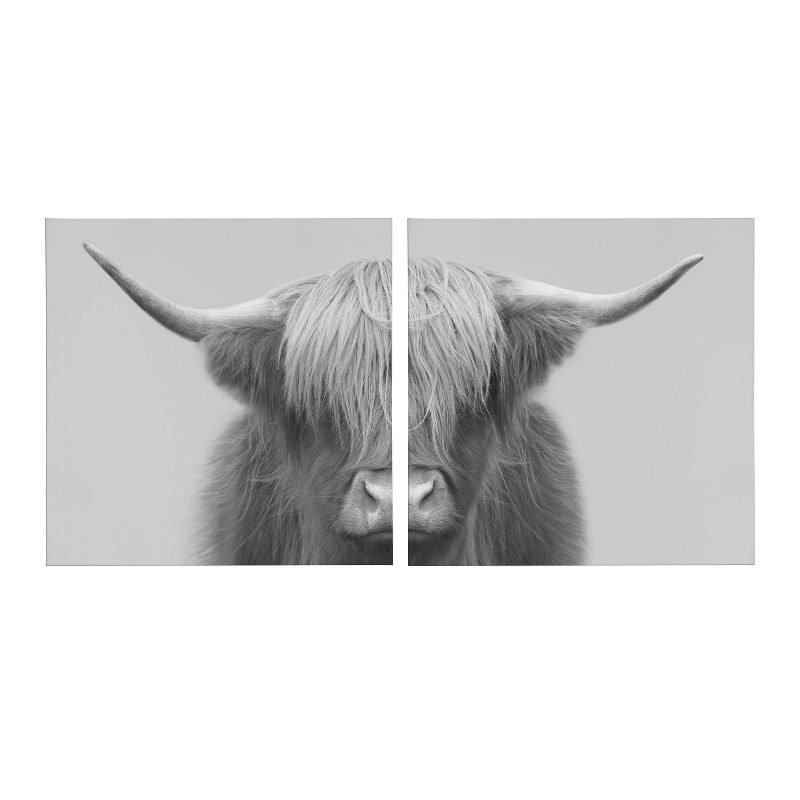 (Set of 2) 20&#34; x 20&#34; Hey Dude Highland Cow by The Creative Bunch Studio Unframed Wall Canvas Set Gray - Kate &#38; Laurel All Things Decor, 3 of 8