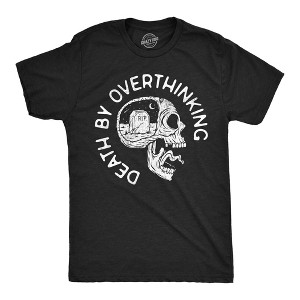 Mens Funny T Shirts Death By Overthinking Sarcastic Graphic Novelty Tee For Men - Crazy Dog Men's T Shirt - 1 of 4