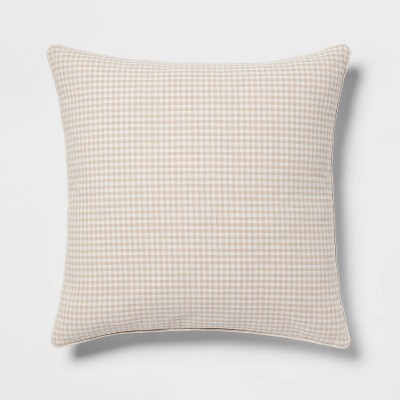 Oversized Woven Gingham Square Throw Pillow Neutral/Cream - Threshold™