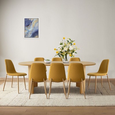 Oslo Modern Design Dining Chair Set Of 4 and 8, Linen Dining Chair with Oak Metal Legs, Indoor Furniture - Maison Boucle