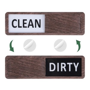 Unique Bargains Kitchen Hotel Indicator Wood Clean Dirty Sign Rectangle Dishwasher Magnet - 1 of 4