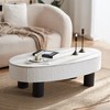 KWPZQEB Modern Oval Coffee Table, Minimalist Side Tables with Hidden Drawer & Storage Space, Center Tables with Faux Marble Tabletop for Apartment - 3 of 4