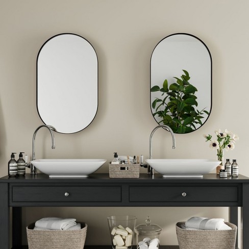 20 x34 Oval Black Bathroom Vanity Medicine Cabinet Set Of 2 Recessed Medicine Cabinet With Mirror toilet Mirror Storage With Shelves the Pop Home Target