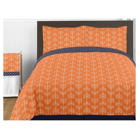 Navy Orange Arrow Reversible Comforter Set Full Queen Sweet