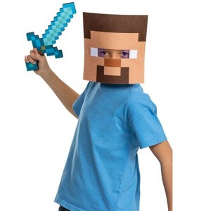 Disguise Minecraft Steve Costume Kit – Mask and Sword Accessory Set, One Size - 1 of 1