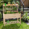 Tangkula Raised Garden Bed with Trellis 41.5x16x54 Inch Mobile Elevated Planter Box with Wheels Bed Liner Top/Bottom Storage Shelves - image 3 of 4