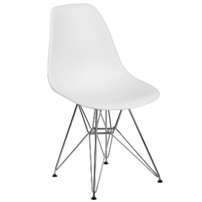 Emma and Oliver Plastic Accent Dining Chair with Chrome Base