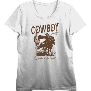 "Cowboy" Horse And Rider Women's Crew Neck Short Sleeve Top - 1 of 3