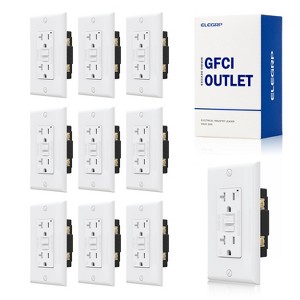 ELEGRP GFCI Outlet 20 Amp, Self-Test GFCI Electrical Outlet, Tamper Resistant GFCI Receptacle with Screw Wall Plate, UL Listed, White 10PC - 1 of 1