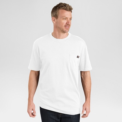 petiteDickies Men's 2 Pack Cotton Short Sleeve Pocket T-Shirt - White M, Size: Medium