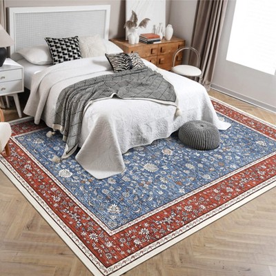 Area Rugs VintageRugs Machine Washable Low Pile for Bedroom Soft Area Rug Print Carpet with Rubber Backing for Home Office Decor  Laundry Room