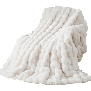 Itopfox Luxury Faux Rabbit Fur Throw Blanket, Super Heavy Warm Cozy Blankets for Couch Bed Sofa, Plush Fuzzy Elegant Soft Reversible Mink Blanket - 1 of 4