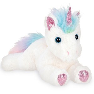 Bearington Lil' Rainbow Shimmers White Plush Stuffed Animal Unicorn, Rainbow Mane, 10 Inches - 1 of 4