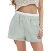EXLURA Women's Stripe Print Exposed Boxer Shorts Elastic High Waisted Wide Leg Y2K Workout Gym Shorts - 3 of 4