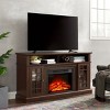 Traditional TV Stand with 23" Fireplace Insert, 58" Media Console with Glass Doors & Storage for 65 Inch TV-3irtyhousy - 2 of 4