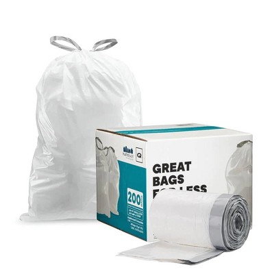 Simplehuman 50l-65l 100ct Code Q Custom Fit Trash Bags Liner White : Target