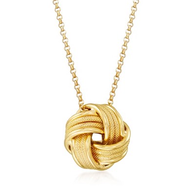 Ross-Simons Italian 18kt Gold Over Sterling Love Knot Necklace Size 18