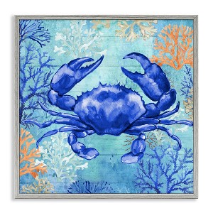 Stupell Industries Blue Crab with Coral Black Framed Giclee Art - 1 of 4