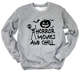Simply Sage Market Women's Graphic Sweatshirt Horror Movies and Chill - 1 of 4