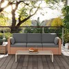 Syemin Patio Accent Chairs, Outdoor 3 Seater Patio Rattan Sofa with Furniture Cover and Anti-Slip Mat for Terrace, Poolside, Brown, - 4 of 4