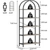 Jojoka 5-Tier Arched Bookshelf, Tall Wood Bookcase with Metal Frame, Modern Storage Rack for Living Room, Bedroom, or Home Office，Black+Gray - 3 of 4