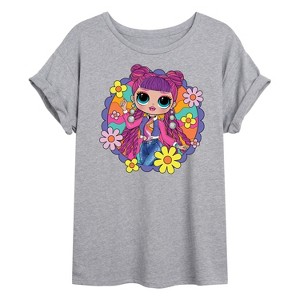 Women's - LOL Surprise! - Skater Chick w/ Flowers Oversized Graphic T-Shirt - 1 of 4
