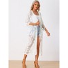 Allegra K Women's Summer Beach Floral Lace 3/4 Sleeve Long Bikini Swim Cover-Up - 3 of 4