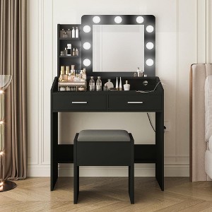 Vanity Desk with Mirror and Lights, Makeup Vanity with Power Outlet - 1 of 4