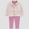 Carter's Just One You® Baby Girls' 3pc Floral Quilted Jacket with Long Sleeve Bodysuit and Leggings Set - Mauve - 2 of 4