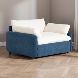 Chenille Armchair Sofa with Deep Seat & Throw Pillows - 1 of 4