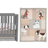 Lambs & Ivy Bow Wow Gray/Tan Dog/Puppy Nursery 3-Piece Baby Crib Bedding Set