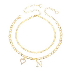 Unique Bargains 14K Gold Plated Dainty Heart Women's Ankle Bracelets with Box - 1 of 4
