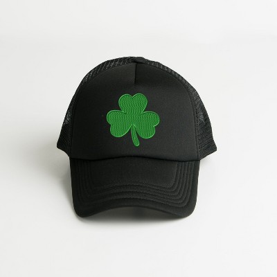 Simply Sage Market Embroidered Clover Foam Trucker Hat - Black